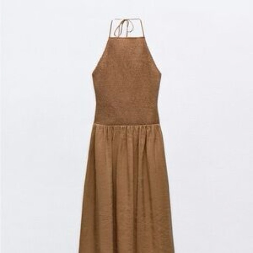 Zara Brown Halter Midi Dress